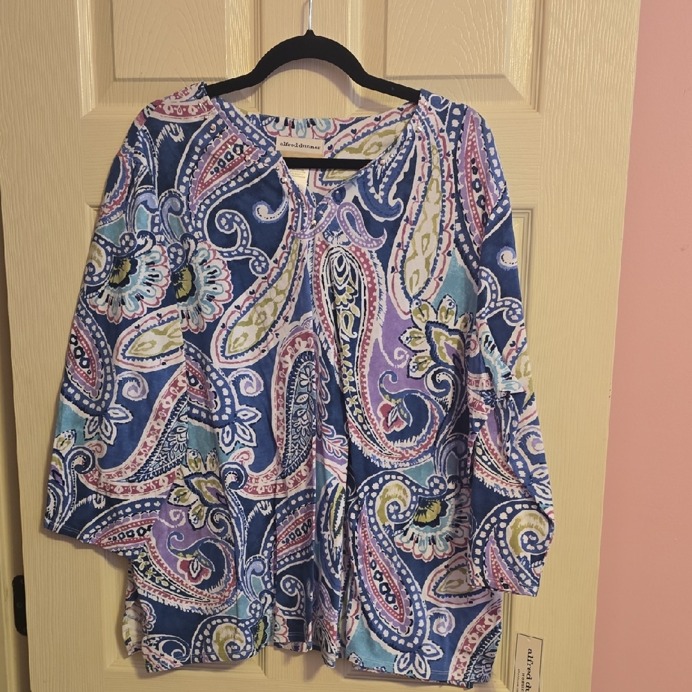 Alfred Dunner Blue‎ and Purple Paisley Blouse